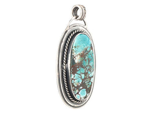Sterling Silver Large Turquoise Oval Artisan Pendant, (SP-5682)