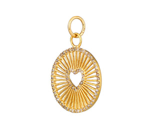 14k Solid Gold & Pave Diamond Love Heart Pendant, (14K-DP-009)