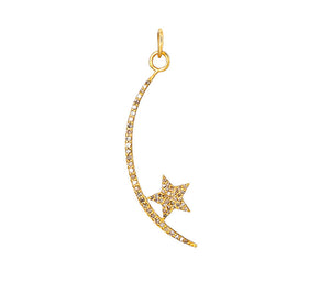 14k Solid Gold & Diamond Celestial Moon & Star Pendant, (14K-DP-004)
