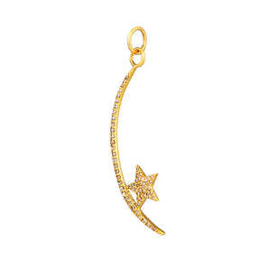 14k Solid Gold & Diamond Celestial Moon & Star Pendant, (14K-DP-004)