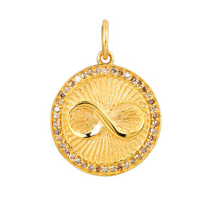 14k Solid Gold & Pave Diamond Infinity Circle Pendant, (14K-DP-008)