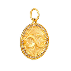 14k Solid Gold & Pave Diamond Infinity Circle Pendant, (14K-DP-008)