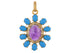Pave Diamond & Amethyst With Turquoise Flower Pendant, (DPL-2559)