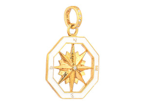 Pave Diamond "Be my North star" Compass Enamel Pendant, (DPM-1271)
