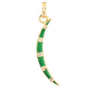 Pave Diamond Crescent Moon Pendant in Enamel (DPM-1269)