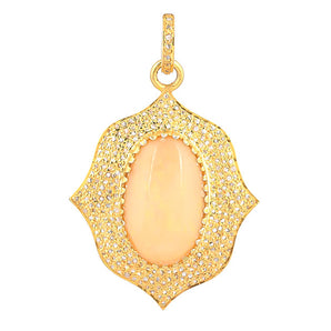 Pave Diamond & Ethiopian Opal Large Pendant, (DPM-1270)