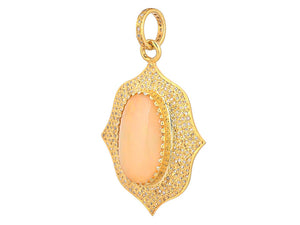 Pave Diamond & Ethiopian Opal Large Pendant, (DPM-1270)
