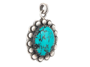 92.5 Sterling Silver Turquoise Artisan Pendant, (SP-5700)