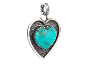92.5 Sterling Silver Turquoise Love Heart Pendant, (SP-5705)