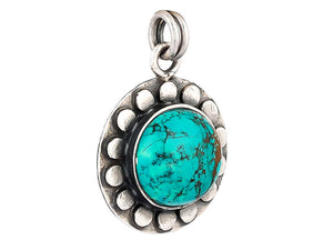 92.5 Sterling Silver Turquoise Tribal Pendant, (SP-5701)