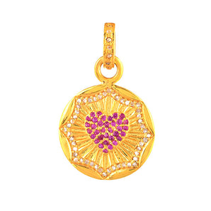 Pave Diamond & Ruby Heart Love Medallion,  (DPM-1237)