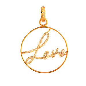 Pave Diamond Large Circle Love Pendant, (DPL-2515)