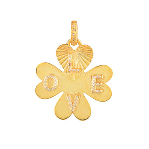 Pave Diamond Lucky Clover Love Pendant, (DPL-2511)