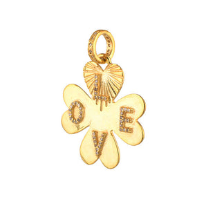 Pave Diamond Lucky Clover Love Pendant, (DPL-2511)