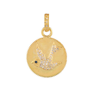 Pave Diamond Dove Peace Medallion, (DPM-1236)