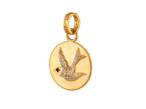 Pave Diamond Dove Peace Medallion, (DPM-1236)