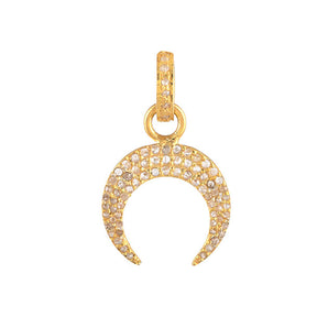 Pave Diamond Crescent Upside Down Small Moon Pendant, (DPS-196)