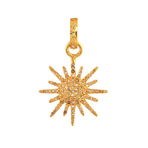 Pave Diamond Small Starburst Sun Pendant, (DPS-197)