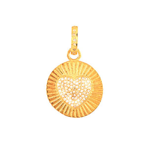 Pave Diamond  Medium Fluted Heart Medallion, (DPM-1242)