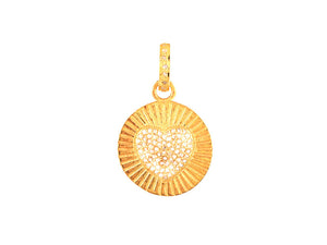 Pave Diamond  Medium Fluted Heart Medallion, (DPM-1242)