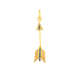 Pave Diamond Small Arrow Pendant w/ Blue Sapphire, (DPS-193)