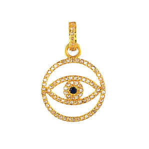 Pave Diamond Circle Evil Eye Medallion, (DPM-1234)