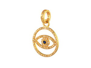 Pave Diamond Circle Evil Eye Medallion, (DPM-1234)