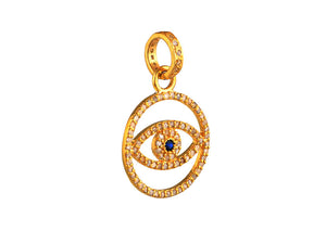 Pave Diamond Circle Evil Eye Medallion, (DPM-1234)