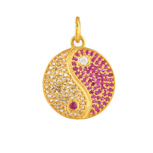 Pave Diamond  Ying Yang Medallion Pendant, (DPM-1240)