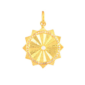 Pave Diamond Small Fluted Sun Medallion Pendant, (DPS-194)