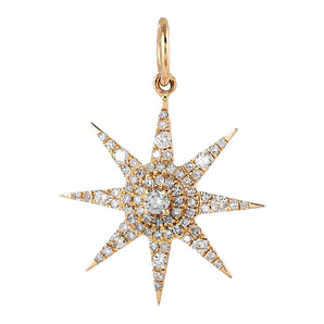 14K Solid Gold Pave Diamond Star Pendant, (14K-DP-024)