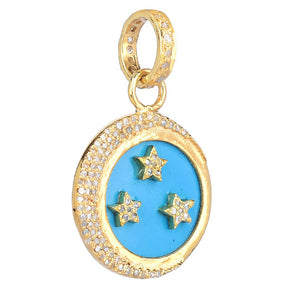 Pave Diamond & Turquoise Calestial Moon Star Pendant, (DPS-204)