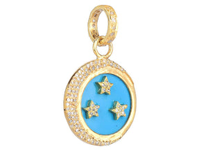 Pave Diamond & Turquoise Calestial Moon Star Pendant, (DPS-204)