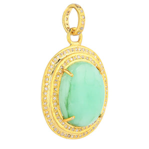 Pave Diamond & Chrysoprase Pendant, (DPM-1265)