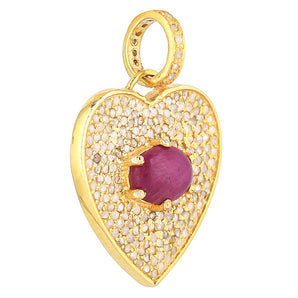 Pave Diamond & Ruby Love Heart Pendant, (DPM-1261)