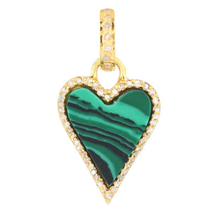 Pave Diamond & Malachite / Lapis Love Heart Pendant, (DPS-207)