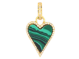 Pave Diamond & Malachite / Lapis Love Heart Pendant, (DPS-207)