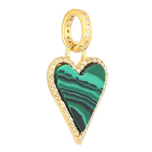 Pave Diamond & Malachite / Lapis Love Heart Pendant, (DPS-207)