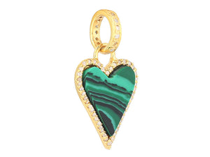 Pave Diamond & Malachite / Lapis Love Heart Pendant, (DPS-207)