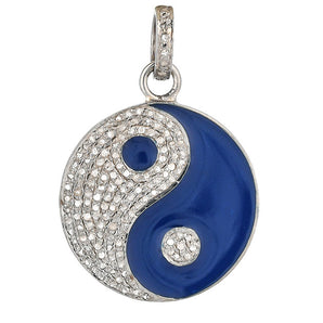 Pave Diamond YIN & YANG Enamel Pendant, (DPM-1260)