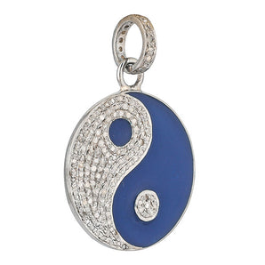 Pave Diamond YIN & YANG Enamel Pendant, (DPM-1260)