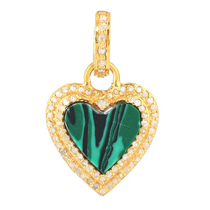 Pave Diamond & Lapis / Malachite Love Heart Pendant, (DPS-206)