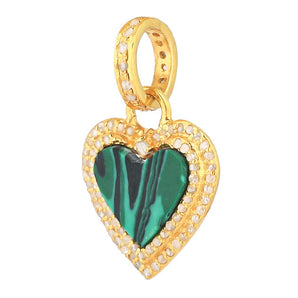 Pave Diamond & Lapis / Malachite Love Heart Pendant, (DPS-206)