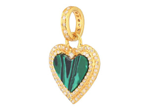 Pave Diamond & Lapis / Malachite Love Heart Pendant, (DPS-206)