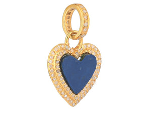 Pave Diamond & Lapis / Malachite Love Heart Pendant, (DPS-206)