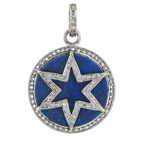 Pave Diamond & Lapis Lazuli Star Pendant, (DPM-1263)