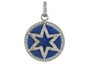 Pave Diamond & Lapis Lazuli Star Pendant, (DPM-1263)