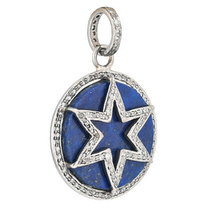 Pave Diamond & Lapis Lazuli Star Pendant, (DPM-1263)