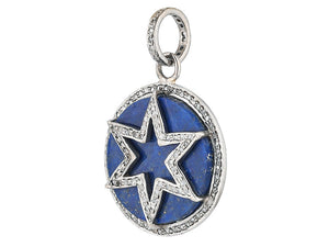 Pave Diamond & Lapis Lazuli Star Pendant, (DPM-1263)