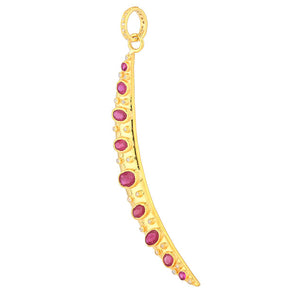 Pave Diamond & Natural Ruby Celestial Moon Pendant, (DPL-2535)